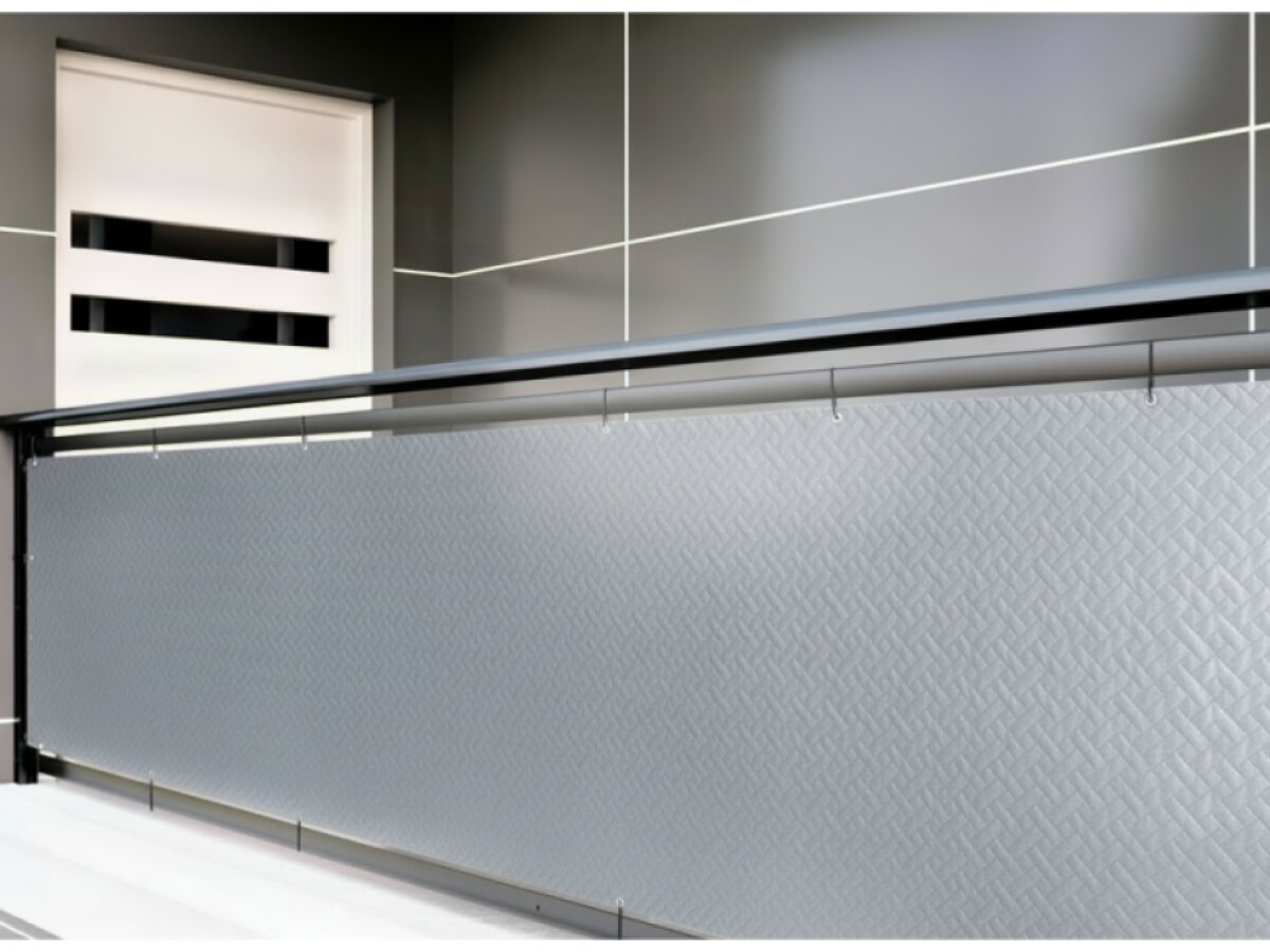 Balkonová zástěna PREMIUM výška 90 cm, šířka různé rozměry ratanový vzor šedá, 240g/m2 MyBestHome