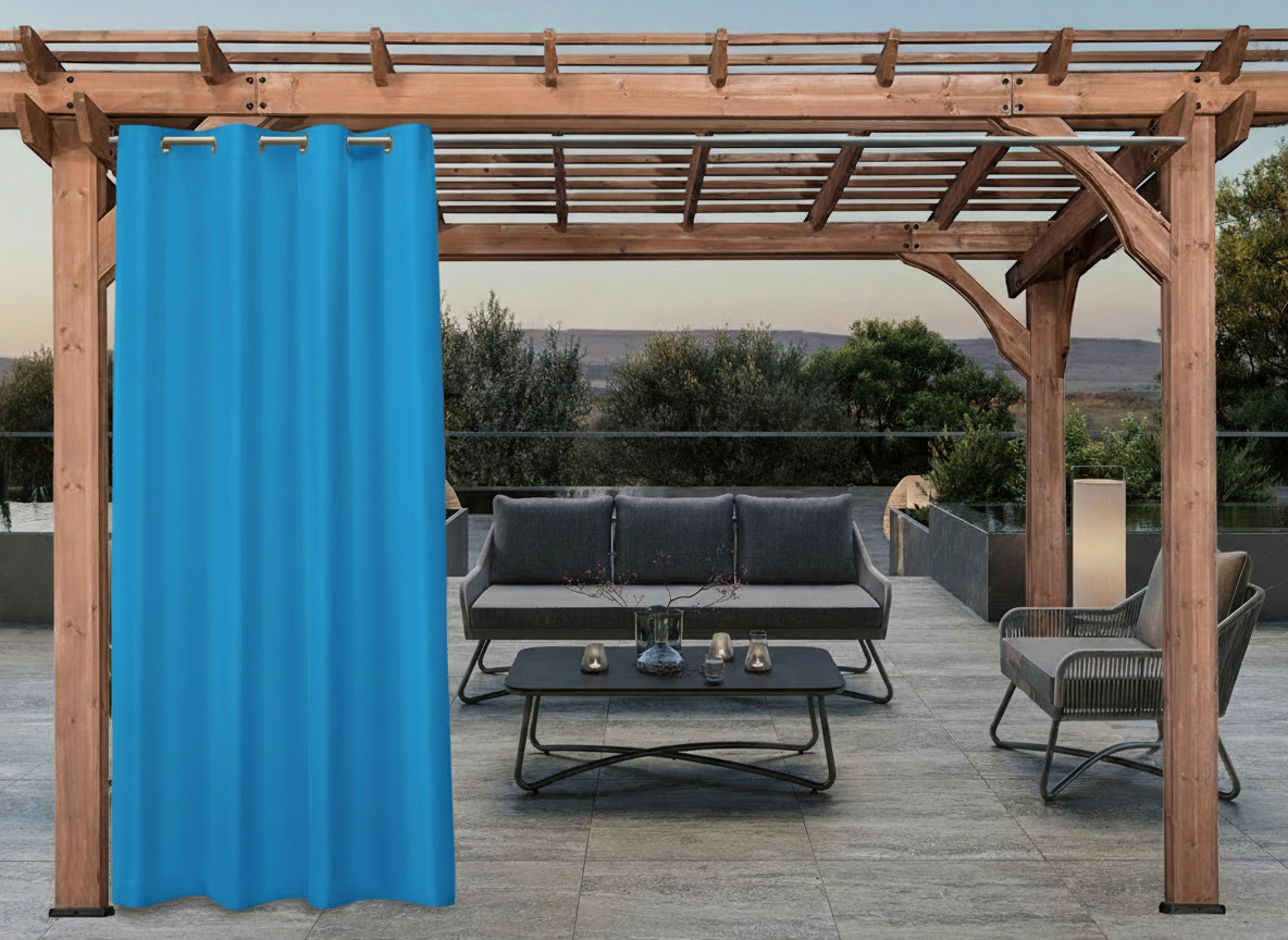 Venkovní zahradní závěs s kroužky MONTANA color 39 modrá, různé rozměry MyBestHome