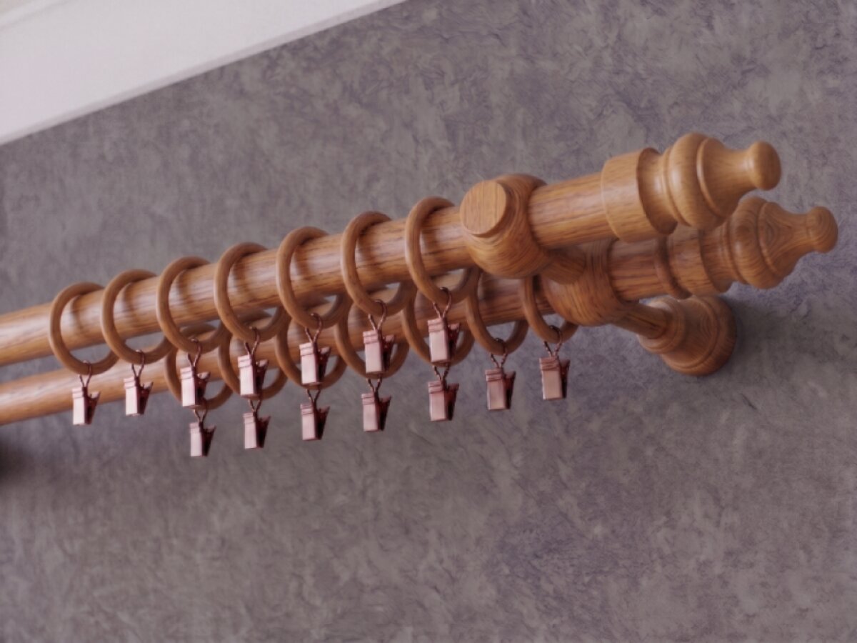 Dřevěná garnýž Ø 28 mm více rozměrů LINDA WALL FIX dub dvouřadá Mybesthome
