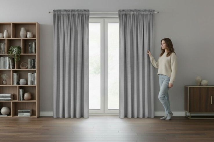 Dekorační VELVET závěs s řasící páskou ESTER 140x270 cm stříbrná (cena za 1 kus) MyBestHome