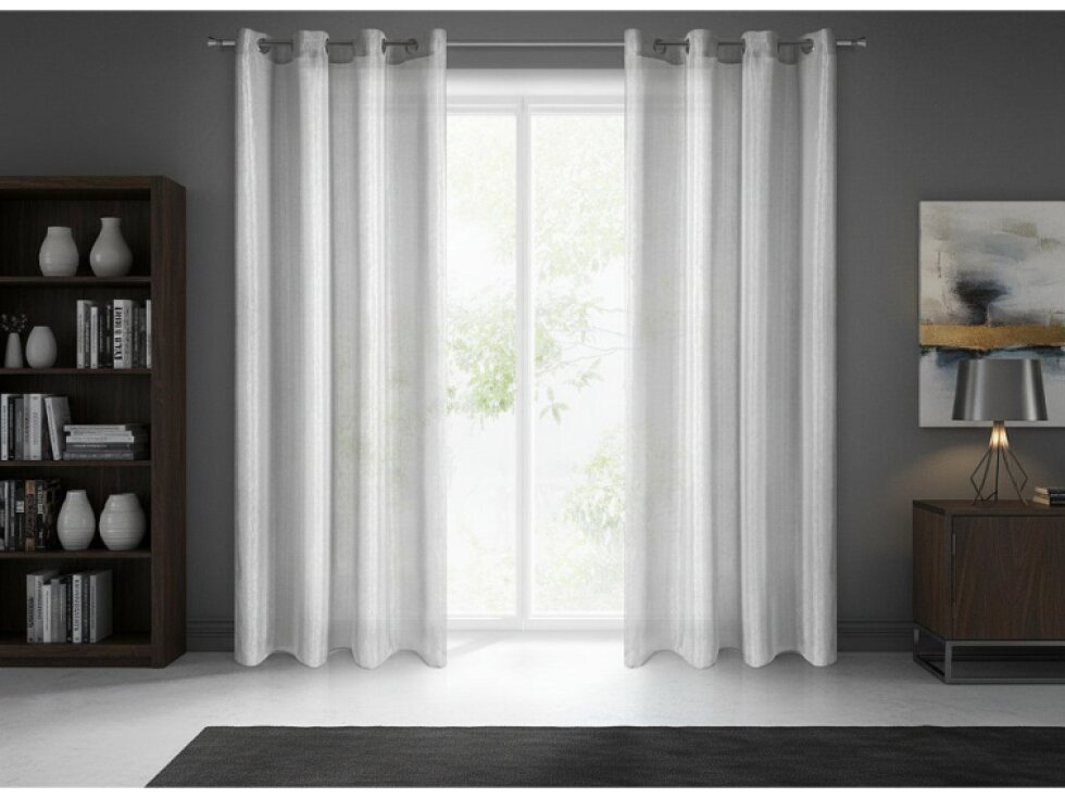 Dekorační dlouhá záclona s kroužky s leskem NORA stříbrná 140x250 cm (cena za 1 kus) MyBestHome