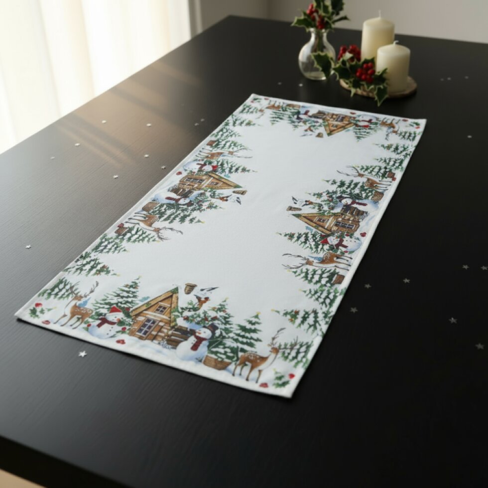 Vánoční běhoun na stůl CHRISTMAS WOOD 50x100 cm