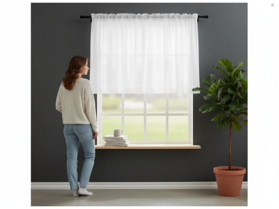 Dekorační krátká záclona s řasící páskou JULIA 110 bílá 400x110 cm MyBestHome