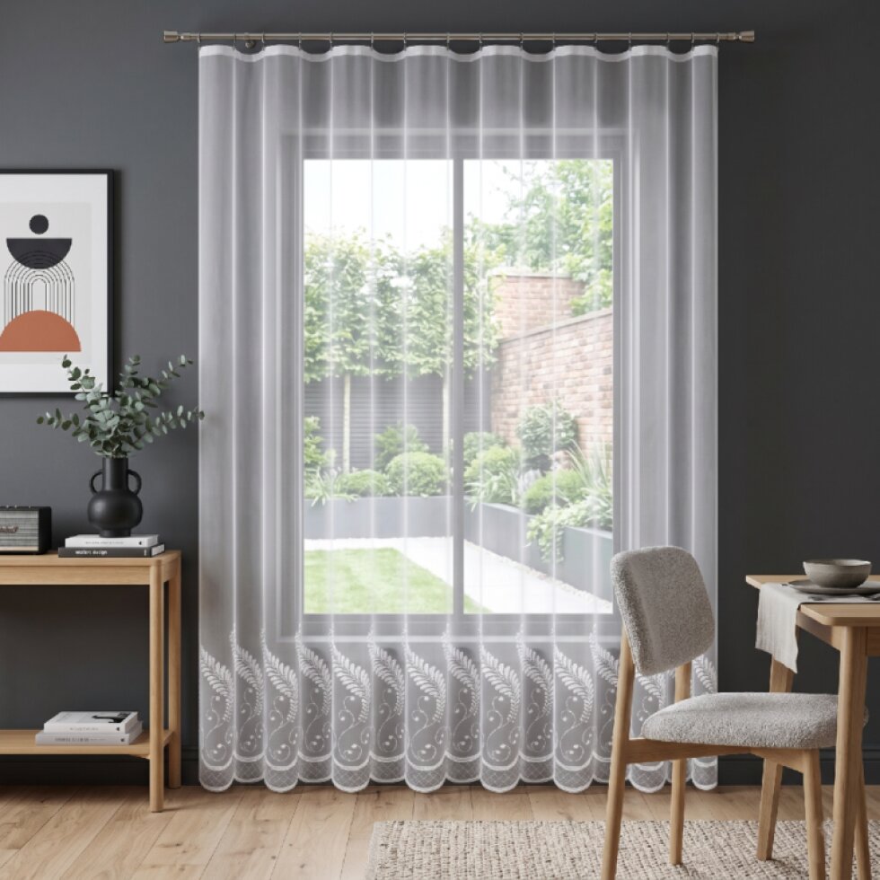 Dekorační žakárová záclona s řasící páskou YUKO 230 bílá 200x230 cm MyBestHome
