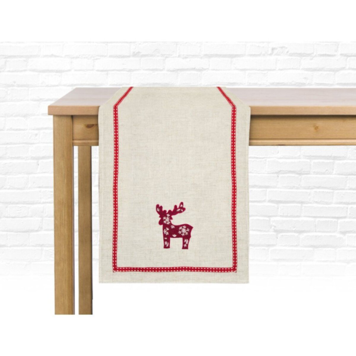 Vánoční běhoun na stůl BOXING DAY - motiv sob 35x180 cm