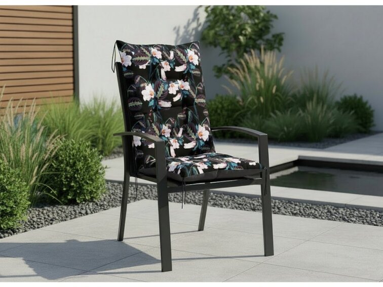 Zahradní prošívaný podsedák na židli s opěrkou 50x50x80 cm CALLUM vzor 97 Mybesthome