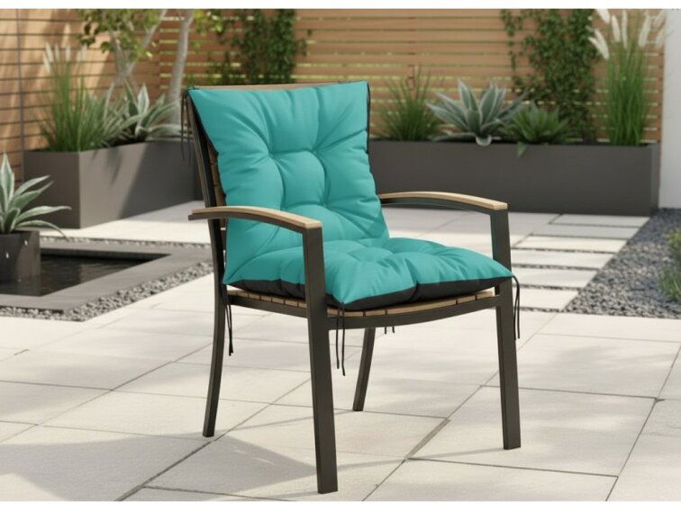 Zahradní prošívaný podsedák na židli s opěrkou OSCAR 50x50x50 cm color 51 tyrkysová Mybesthome