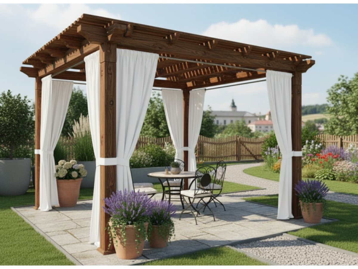 Venkovní zahradní závěs s kroužky GARDENIA TAPE bílá, šířka 140 cm výška různé rozměry Mybesthome