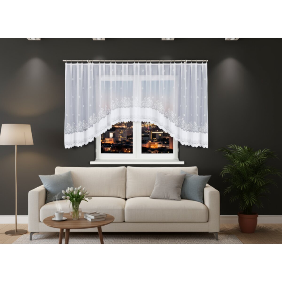 Dekorační oblouková krátká záclona na žabky GENOWEFA 450x140 cm MyBestHome