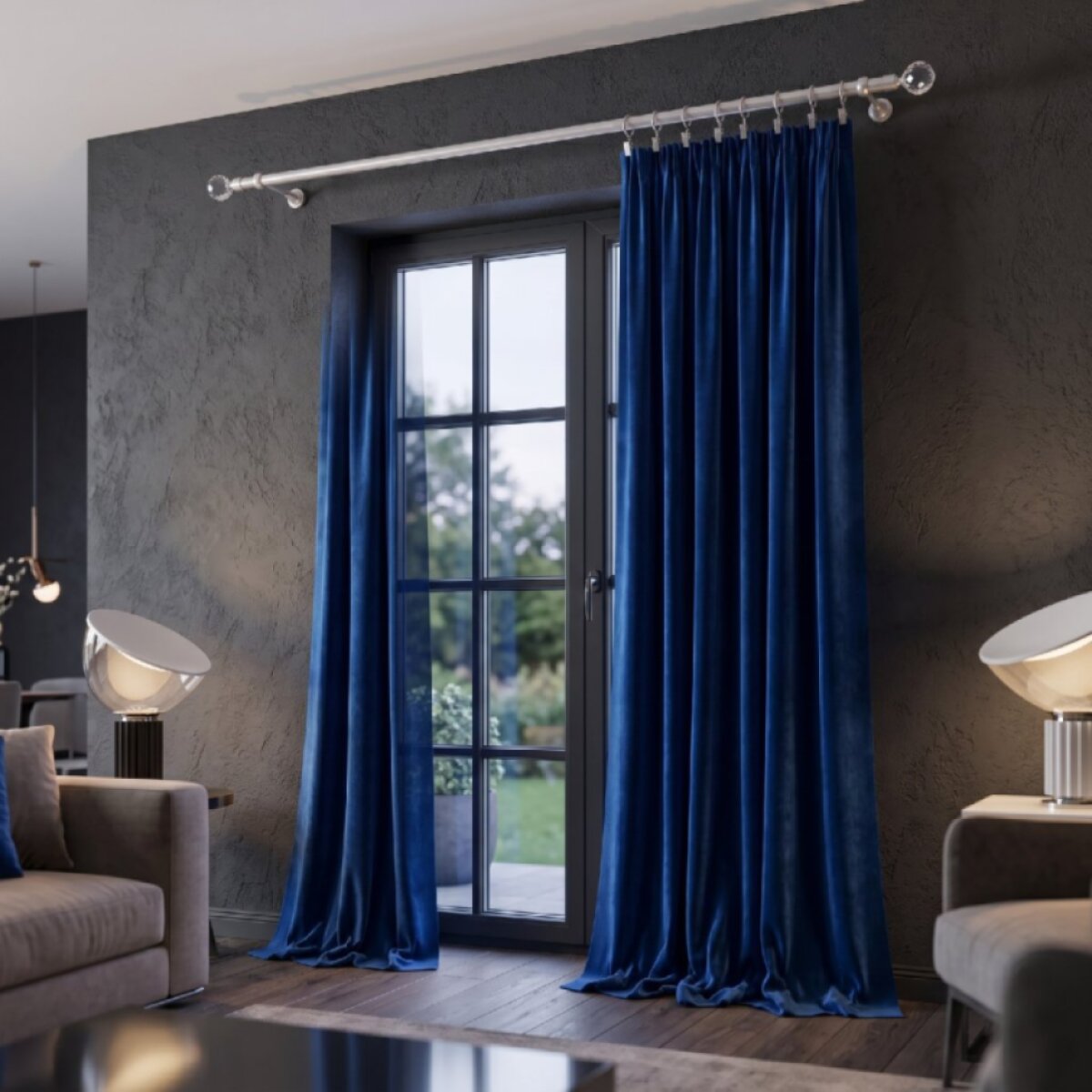 Kovová garnýž Ø 25 mm více rozměrů FRANKO LUXURY matný chrom jednořadá Mybesthome