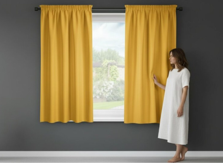 Dekorační krátký závěs s řasící páskou SAMARA mustard/hořčicová 140x175 cm (cena za 1 kus) MyBestHome