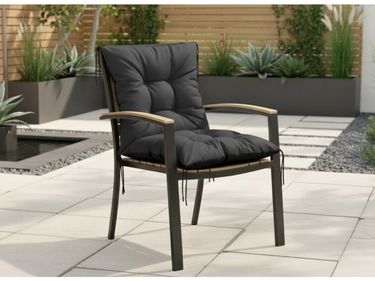 Zahradní prošívaný podsedák na židli s opěrkou OSCAR 50x50x50 cm color 02 antracit Mybesthome