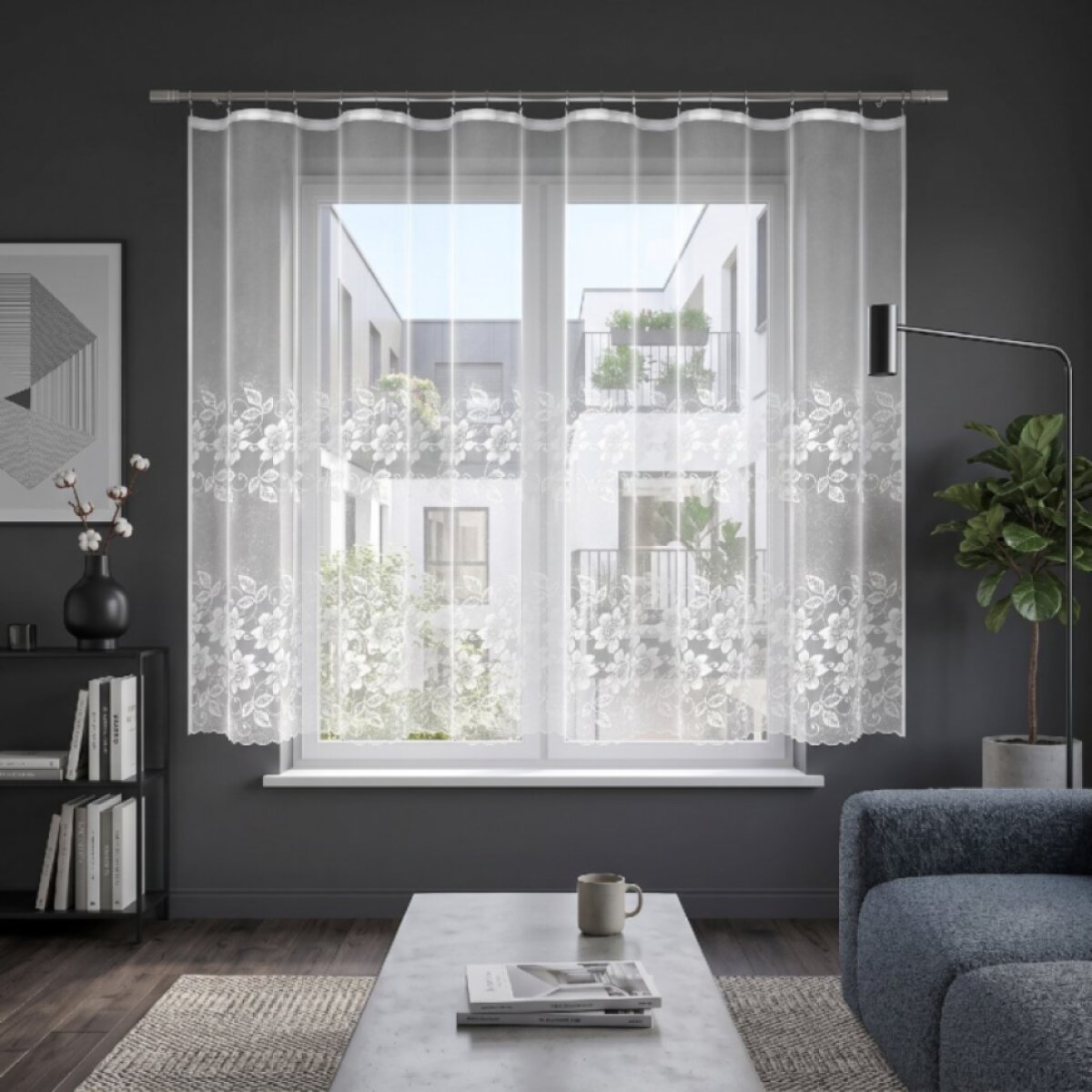 Dekorační žakárová záclona s řasící páskou HIPSUT 160 bílá 300x160 cm MyBestHome