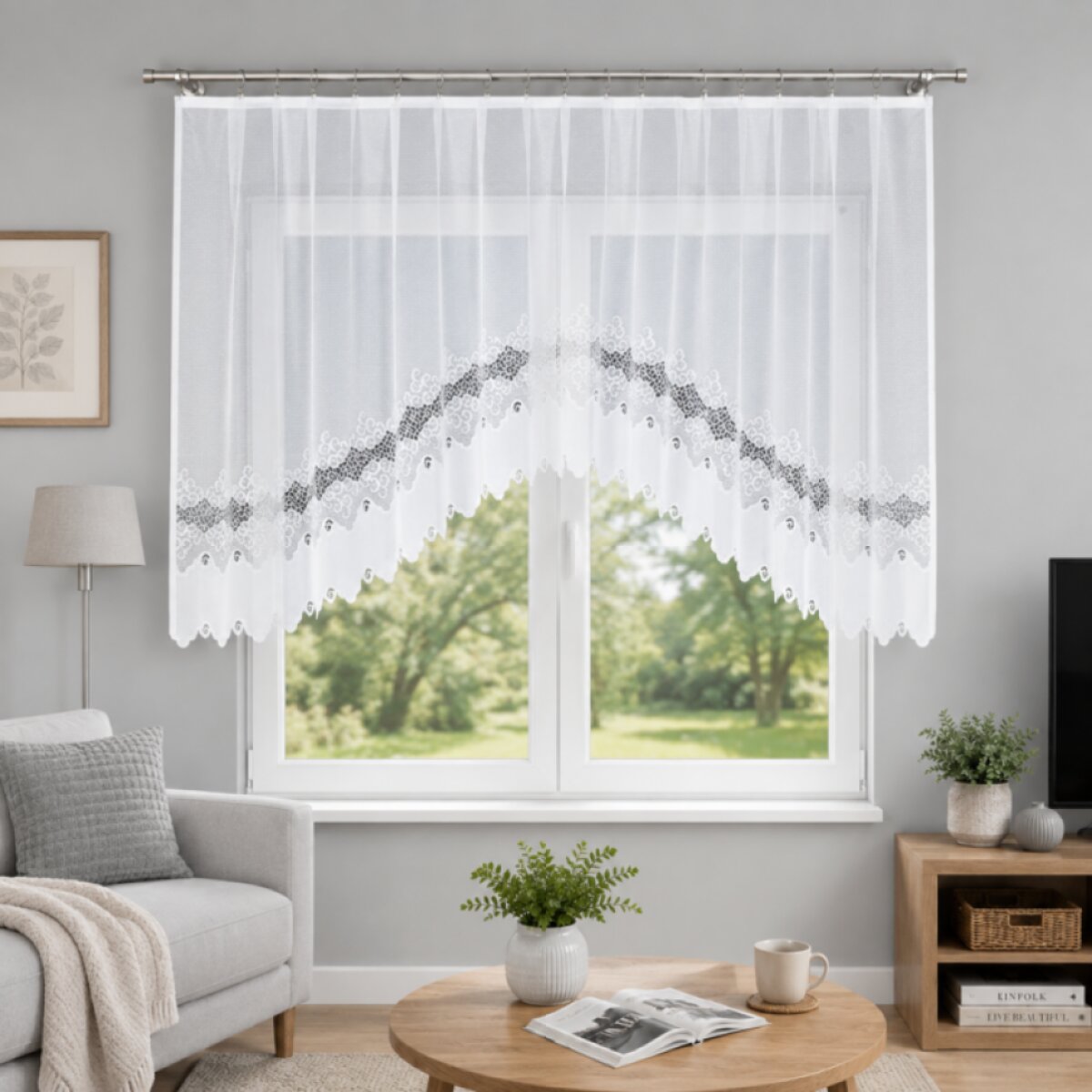 Dekorační oblouková krátká záclona na žabky MODESTA 120 bílá 250x120 cm MyBestHome