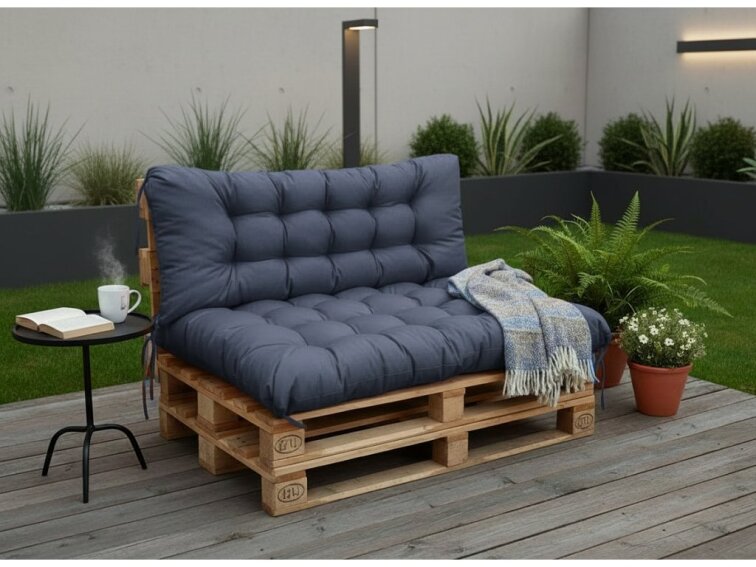 Paletové prošívané sezení PIETRO SET - sedák 120x80 cm, opěrka 120x40 cm, color 04 modrá, Mybesthome