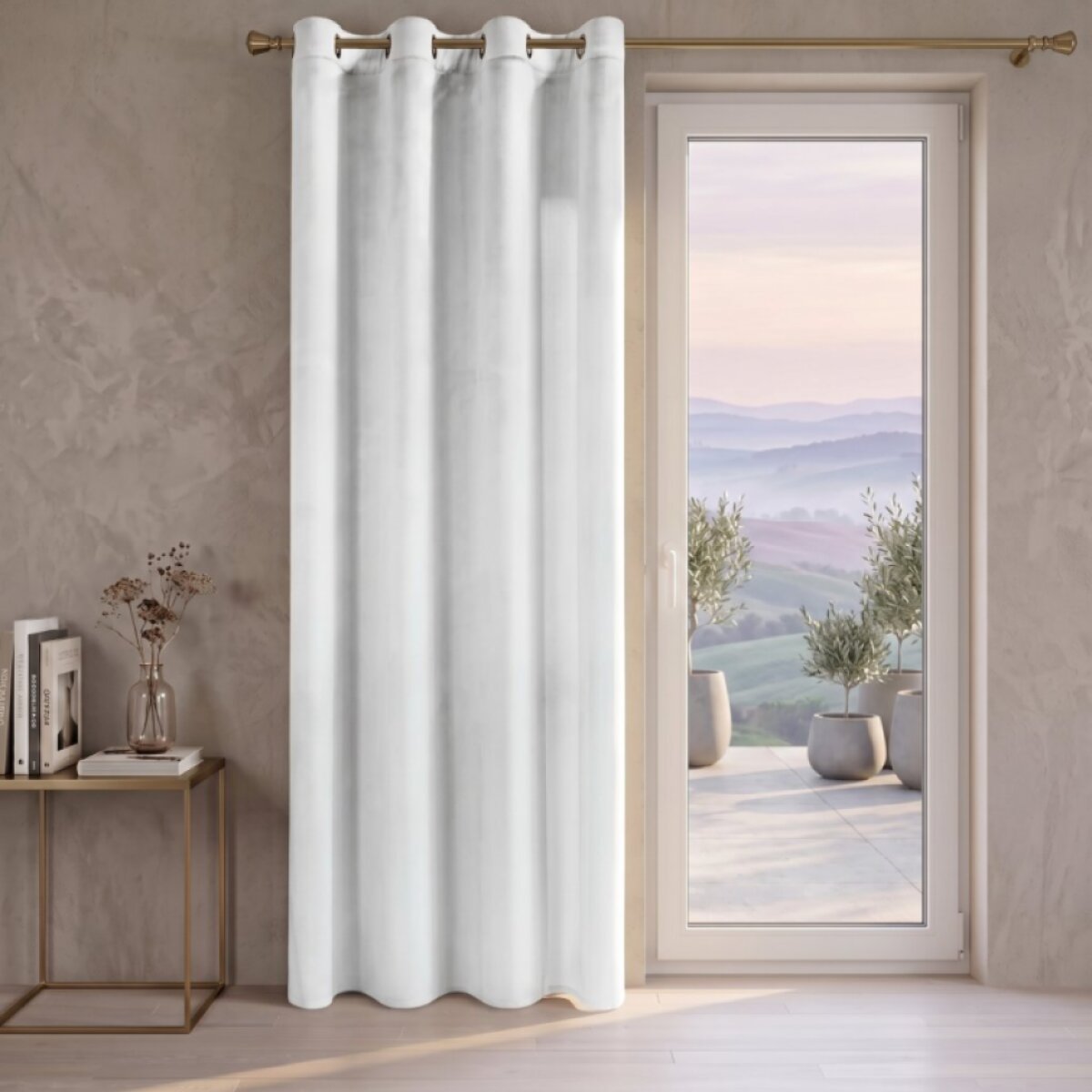 Dekorační velvet závěs s kroužky PAULINA 140x250 cm bílá (cena za 1 kus) MyBestHome