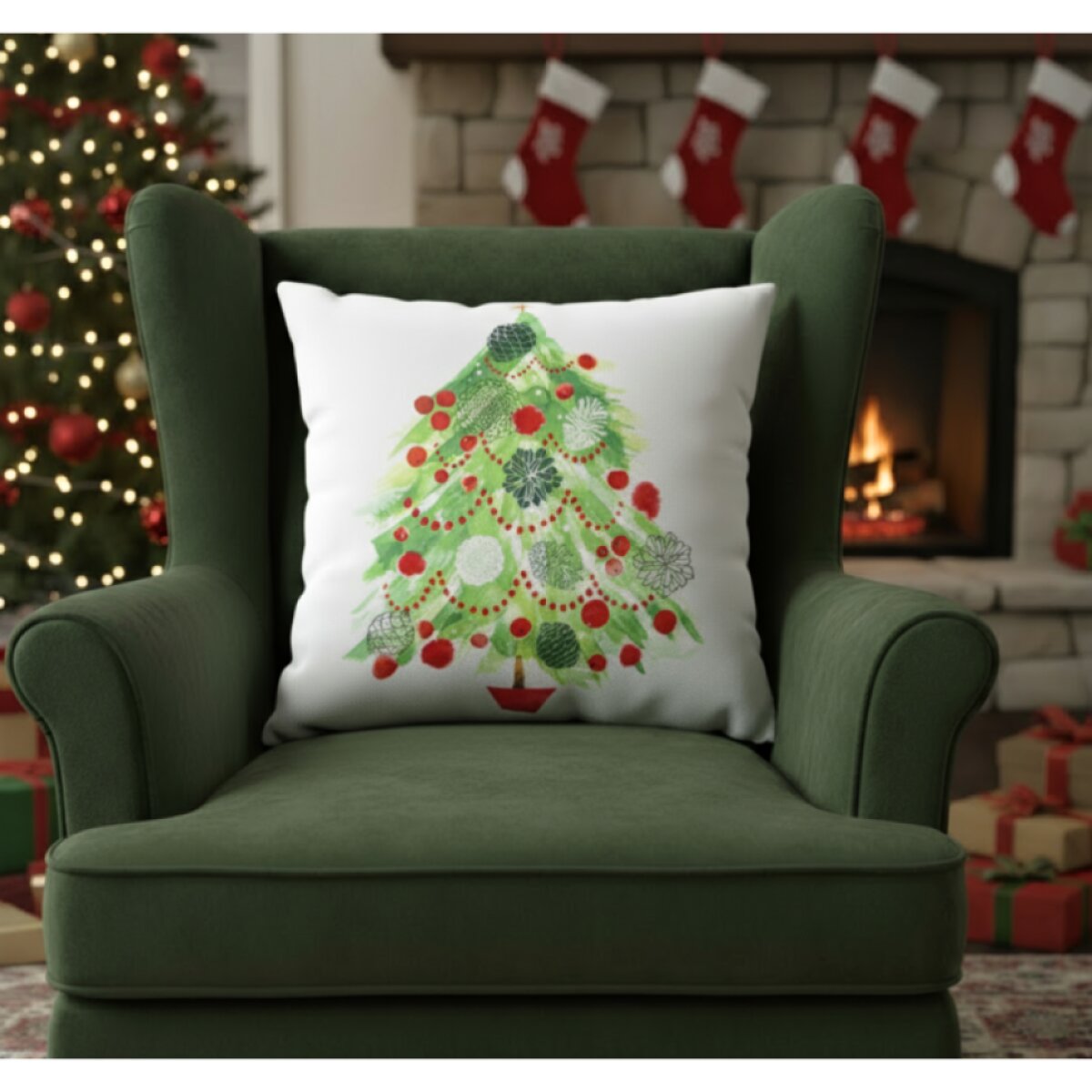 Vánoční povlak na polštář VELVET HOLLY 40x40 cm mikrovlákno motiv B