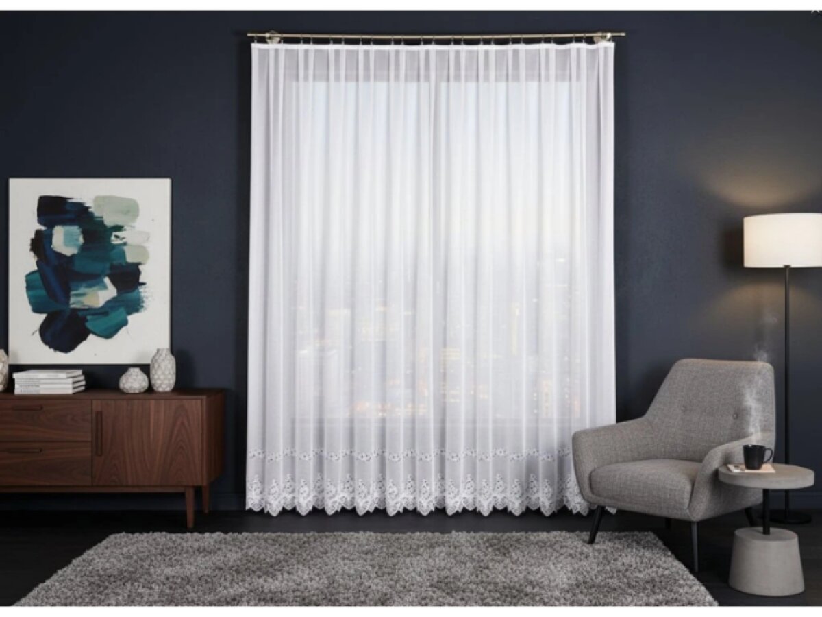 Dekorační žakárová záclona na žabky JAGODA LONG bílá 300x250 cm (cena za 1 kus dlouhé záclony) MyBestHome