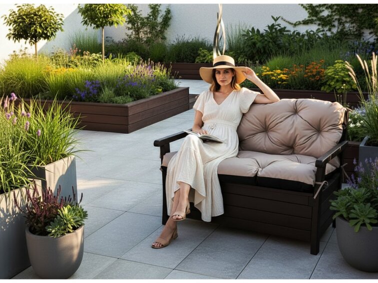 Prošívané sezení JONAS color 21 BÉŽOVÁ různé rozměry, polstr na zahradní lavici - sedák s opěrkou, Mybesthome