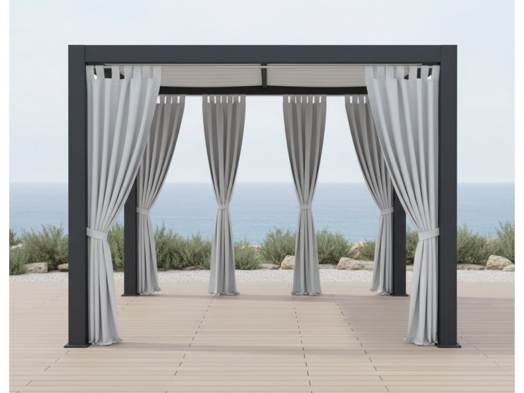 Venkovní zahradní závěs s poutky PORTO světle šedá 01 různé rozměry Mybesthome