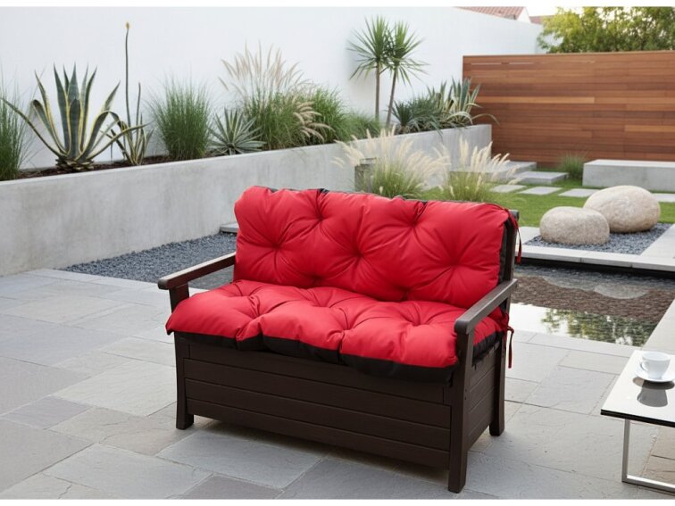 Prošívané sezení JONAS color 10 ČERVENÁ různé rozměry, polstr na zahradní lavici - sedák s opěrkou, Mybesthome