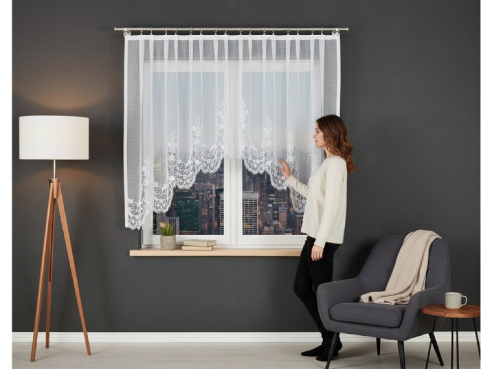 Dekorační oblouková krátká záclona na žabky BERENIKA 140 bílá 300x140 cm MyBestHome