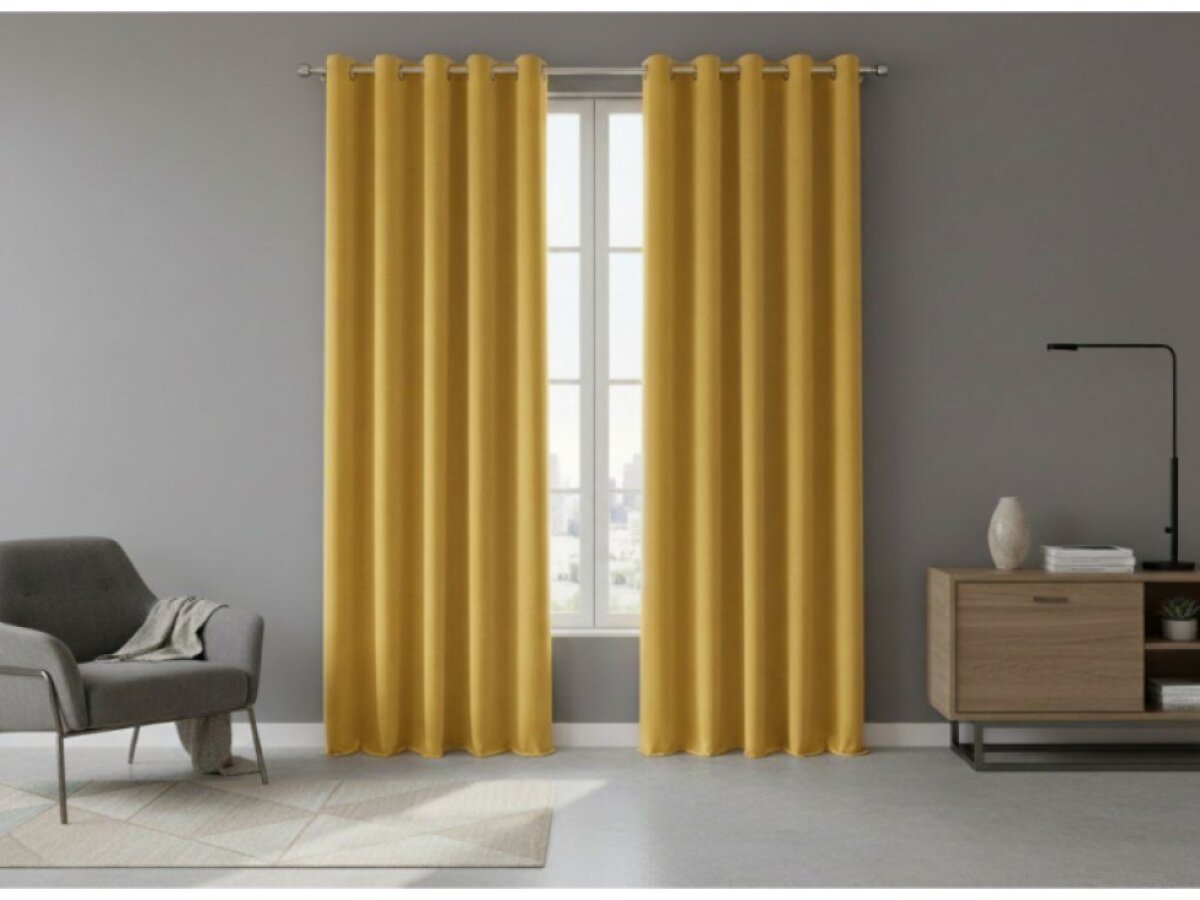Dekorační velvet závěs s kroužky VALENTINO 009 žlutá 140x250 cm (cena za 1 kus) MyBestHome