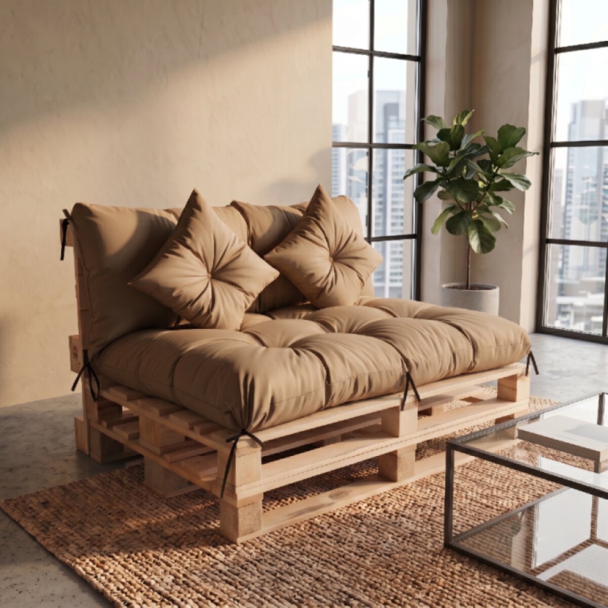 Interiérový polstr na palety LIVING 44 cappuccino – do obývacího pokoje MyBestHome