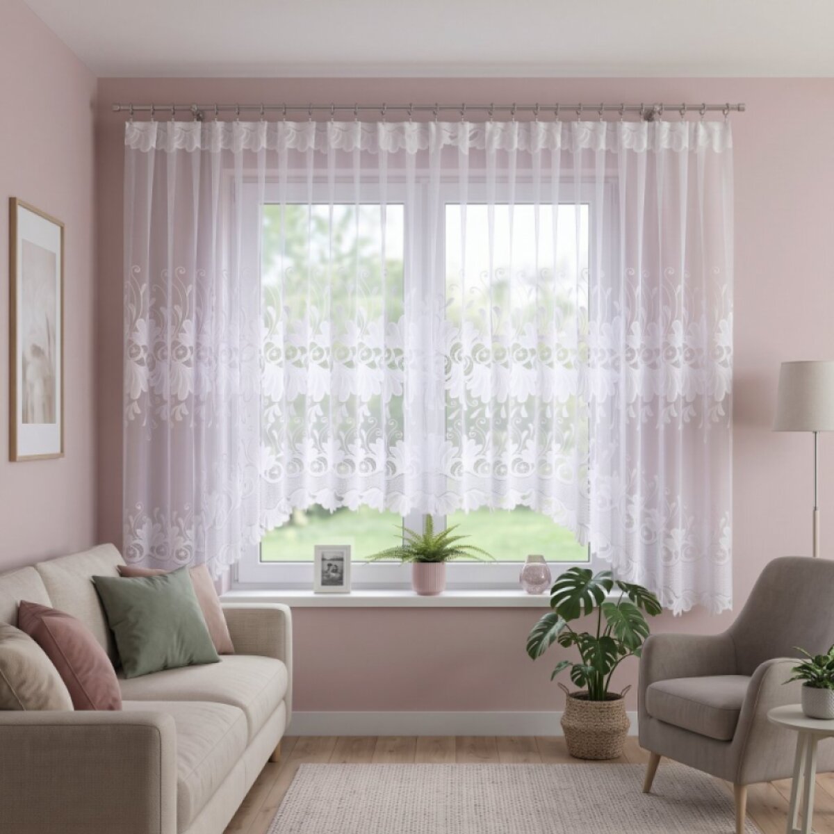 Oblouková žakárová záclona na žabky KASJANA 500x160 cm