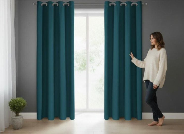 Dekorační závěs s kroužky "BLACKOUT" zatemňovací SYDNEY 140x270 cm, petrolejová, (cena za 1 kus) MyBestHome