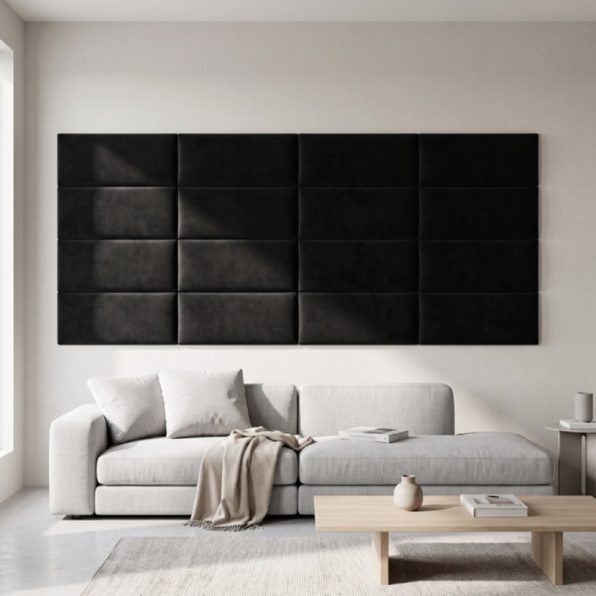 Čalouněný nástěnný panel různé rozměry x šířka 30 cm černá obdélník MyBestHome