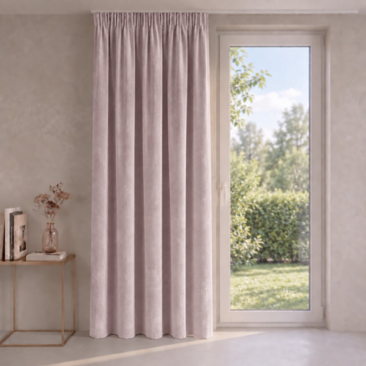 Dekorační VELVET závěs s řasící páskou ESTER 140x270 cm pudrová růžová (cena za 1 kus) MyBestHome