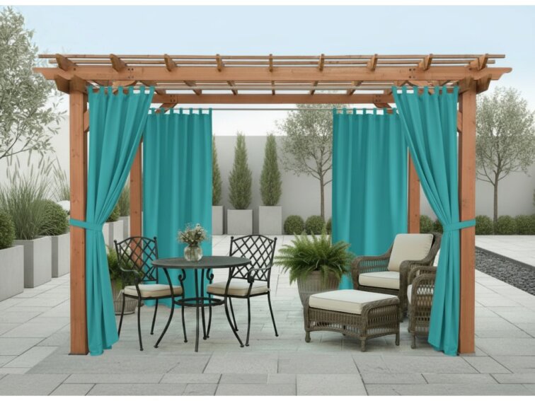 Venkovní zahradní závěs s poutky SANTIAGO color 51 tyrkysová, různé rozměry MyBestHome