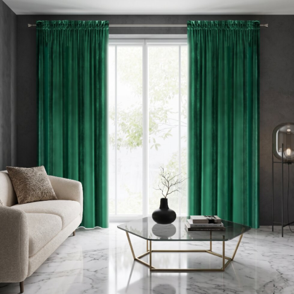 Dekorační závěs s řasící páskou PIERRE CARDIN 300 zelená 140x300 cm (cena za 1 kus) MyBestHome
