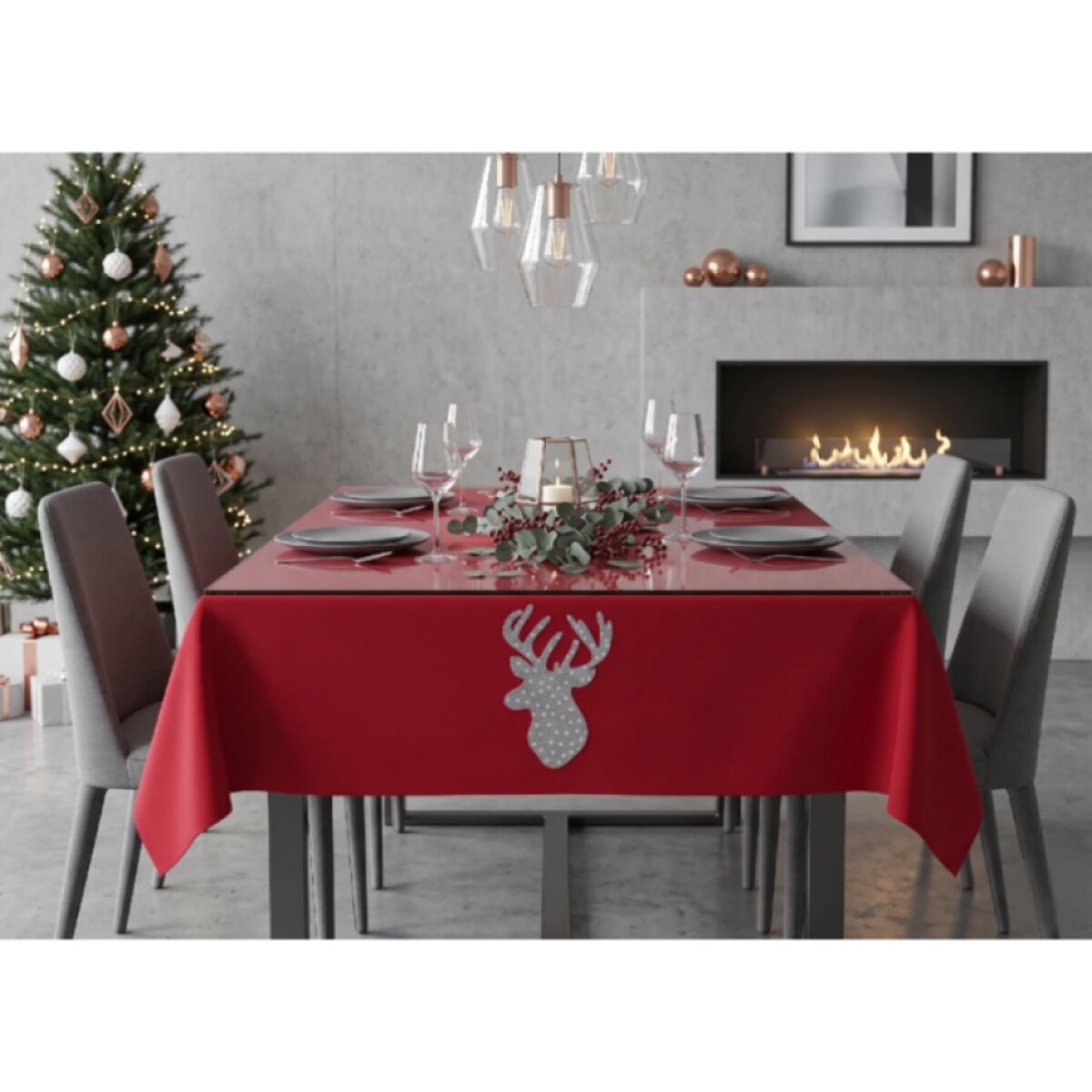 Vánoční ubrus na stůl CHRISTMAS DEER červená 110x160 cm
