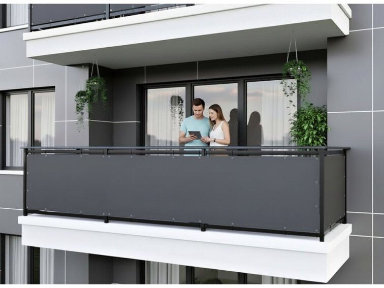 Balkonová zástěna OSLO grafitová, výška 80 cm, šířka různé rozměry MyBestHome