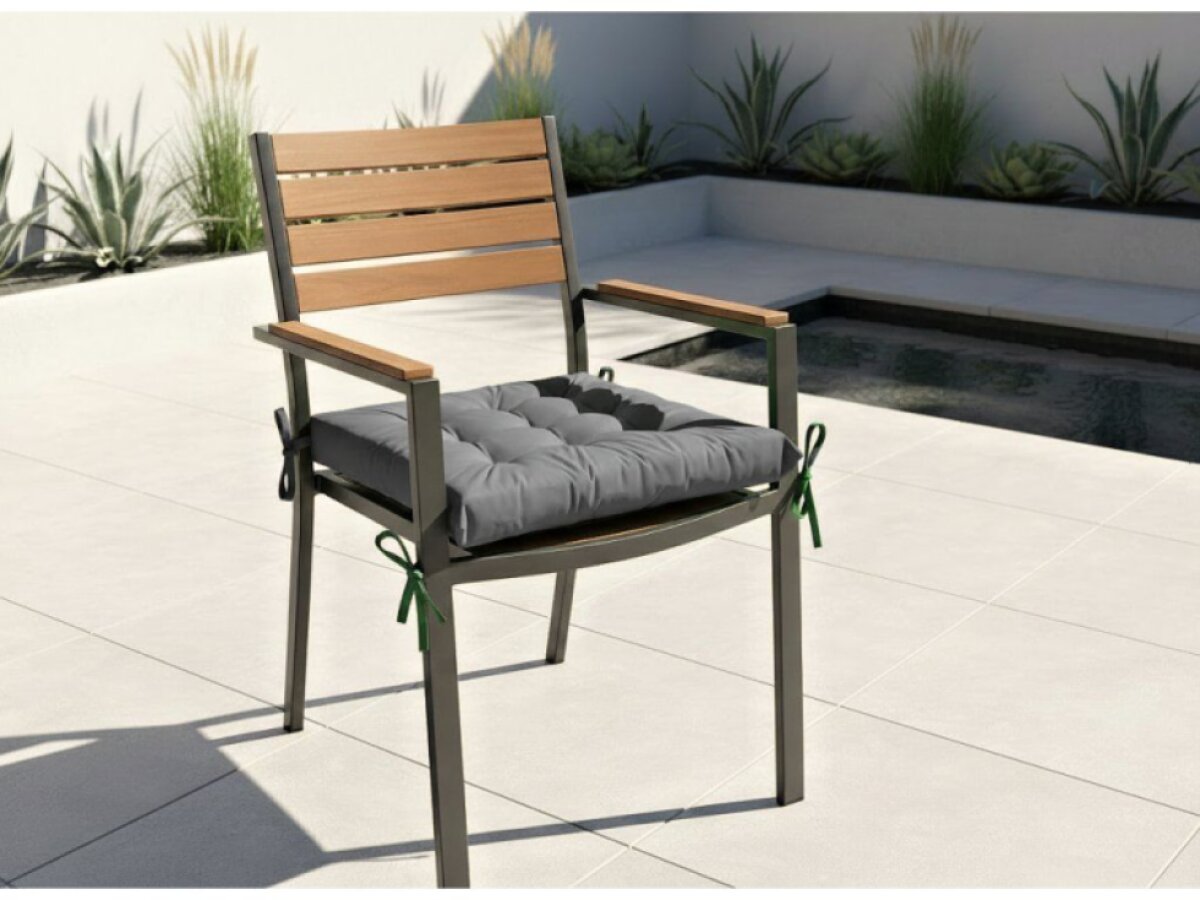 Zahradní prošívaný podsedák na židli GIARDINO šedá 40x40x5 cm Mybesthome