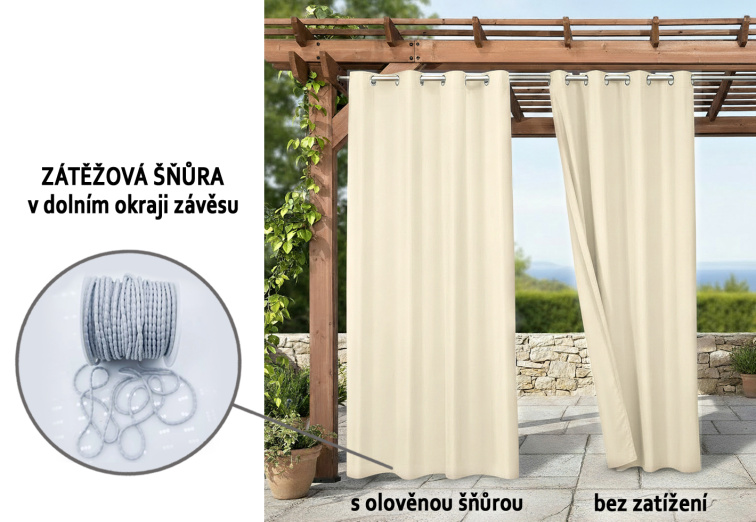 Venkovní zahradní závěs s kroužky MONTANA color 16 smetanová, různé rozměry MyBestHome