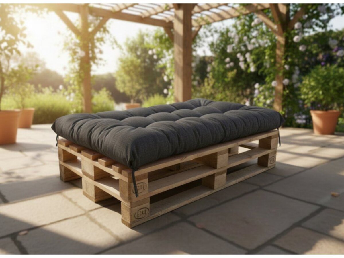 Paletový prošívaný sedák MARIO 120x60 cm nebo 120x50 cm, antracit color 02A, Mybesthome