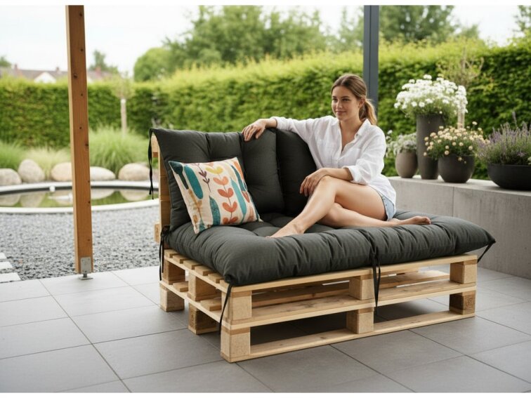 Paletové prošívané sezení MATTEO SET - sedák 120x80 cm, 2x opěrka 60x40 cm, antracit color 02A, Mybesthome