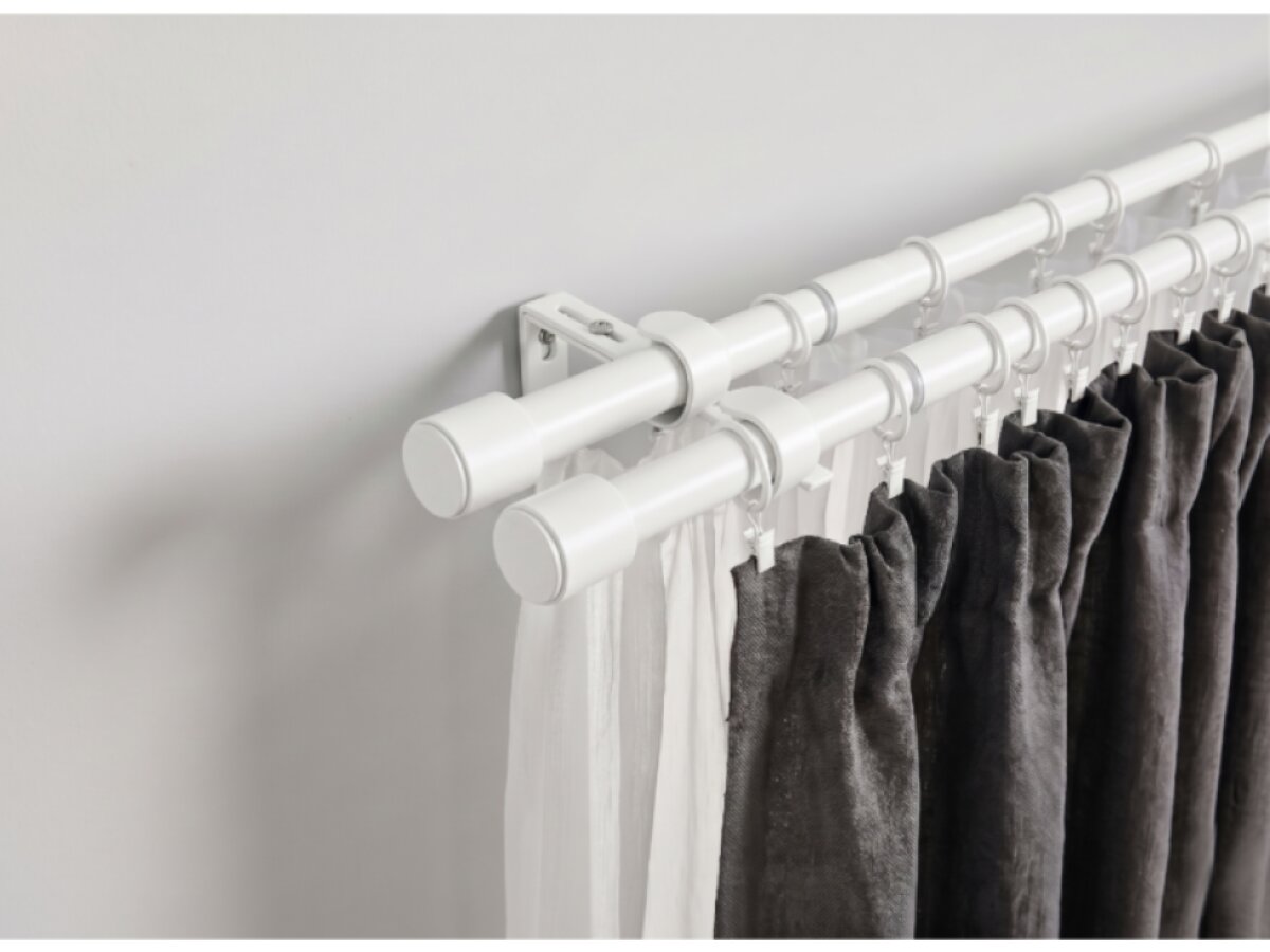 Kovová teleskopická garnýž VINCENZO DUO bílá 200-350 cm Ø 16/19 mm dvouřadá Mybesthome