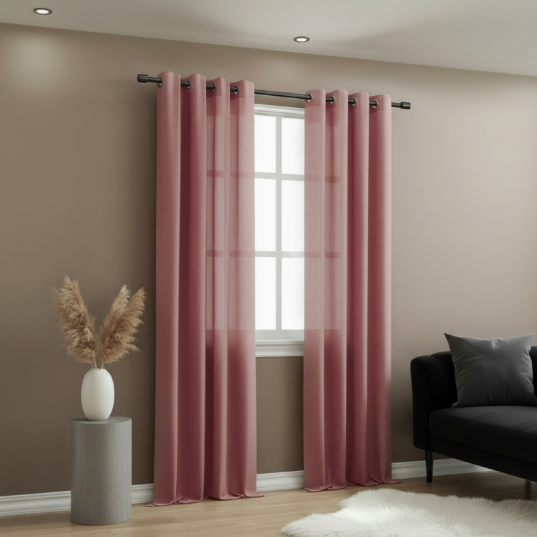 Dekorační dlouhý jednobarevný závěs s kroužky EASY TOP tmavě růžová 1x140x250 cm (cena za 1 kus) MyBestHome