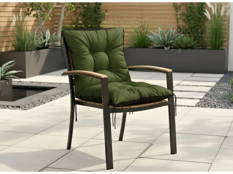 Zahradní prošívaný podsedák na židli s opěrkou OSCAR 50x50x50 cm color 18 tmavě zelená Mybesthome