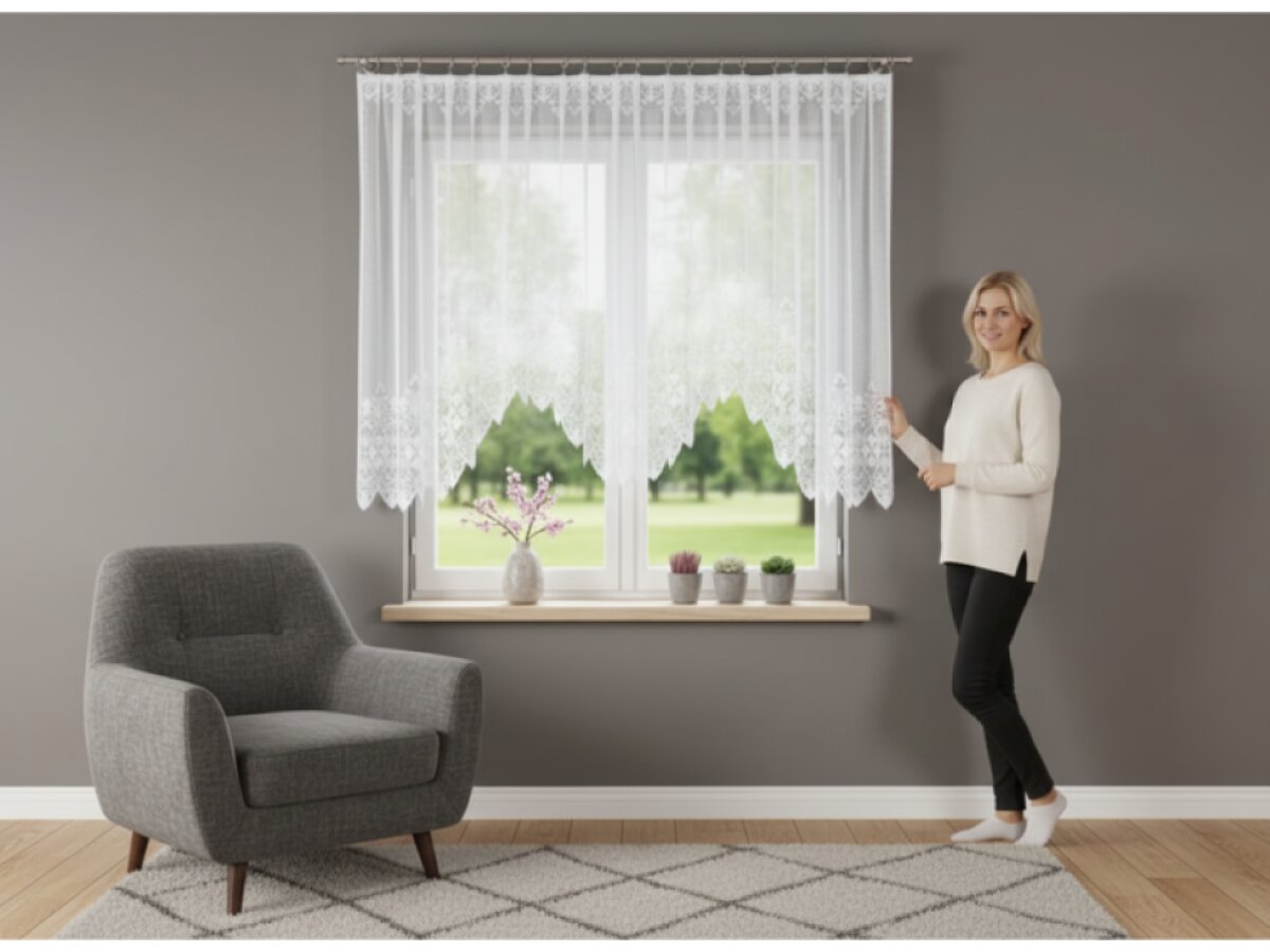 Dekorační oblouková krátká záclona na žabky NADIA 130 bílá 300x130 cm MyBestHome