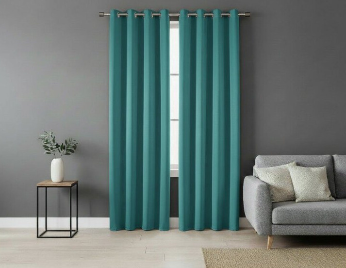 Zatemňovací závěs s kroužky "BLACKOUT" SIERRA 135x250 cm tyrkysová (cena za 1 kus) Mybesthome
