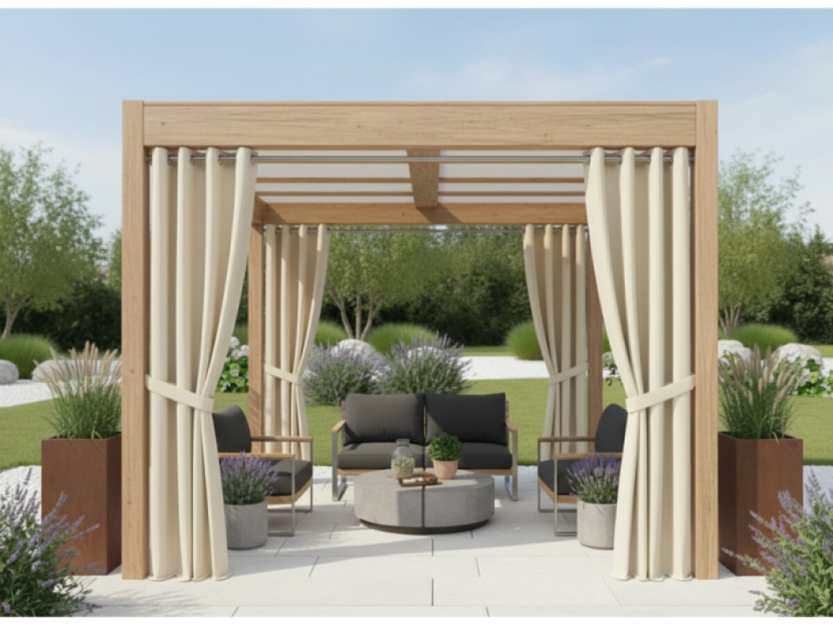 Venkovní zahradní závěs s kroužky GARDENIA RING krémová, šířka 140 cm výška různé rozměry Mybesthome