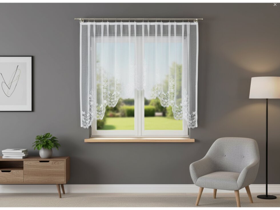 Dekorační oblouková krátká záclona na žabky BERENIKA 140 bílá 300x140 cm MyBestHome