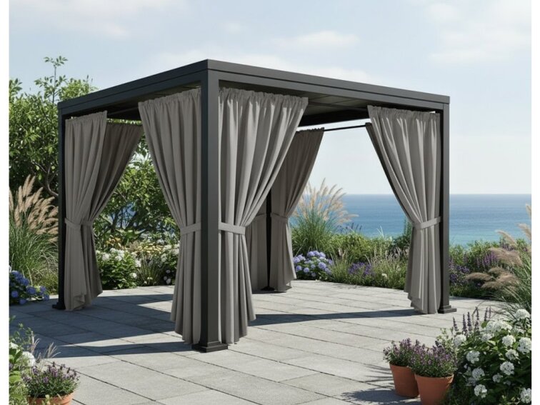 Venkovní zahradní závěs s tunýlkem BOGOTA šedá 05 různé rozměry MyBestHome