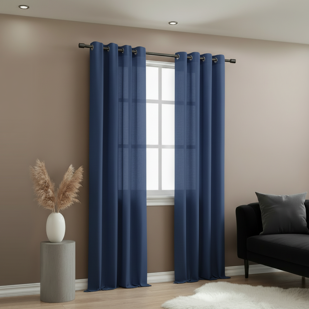 Dekorační dlouhý jednobarevný závěs s kroužky EASY TOP tmavě modrá 1x140x250 cm (cena za 1 kus) MyBestHome