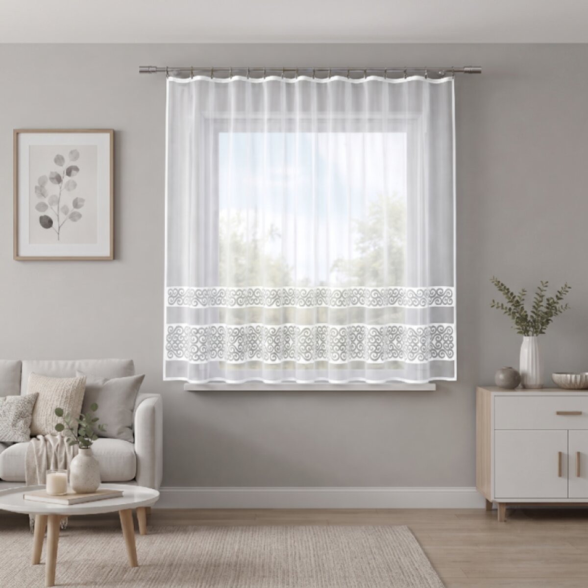 Dekorační žakárová záclona s lurexem s řasící páskou MIMOSA 140 bílá 300x140 cm MyBestHome